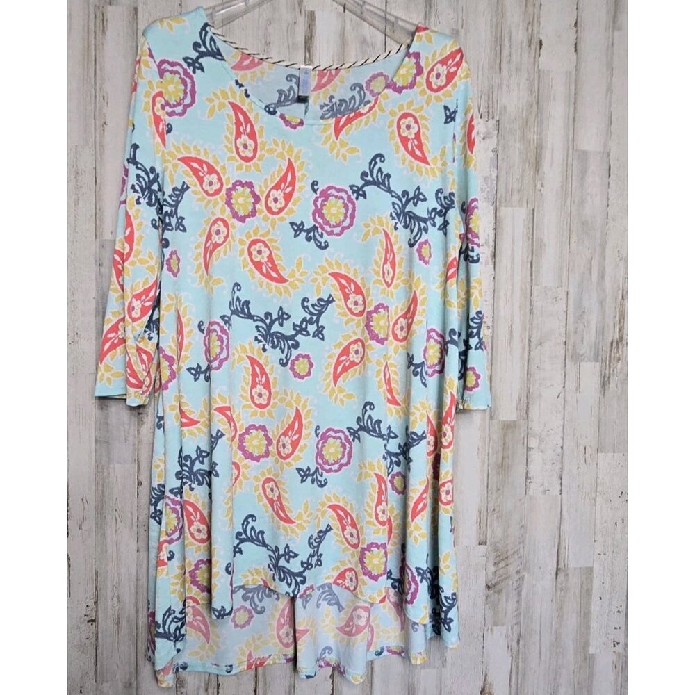 Paisley Grace Boutique Tunic Top Large High-Low Flowy